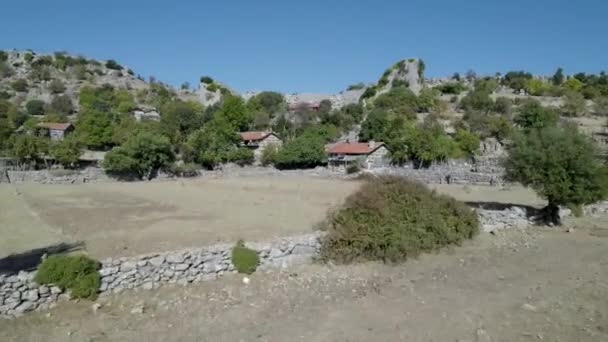 Drone View Ruined Roman Amphitheater Ancient Selge City Mountain Area — Stock Video