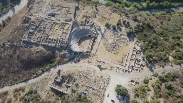 Древний Город Термессос Амфитеатр Термессос Является Одним Самых Выдающихся Археологических — стоковое видео