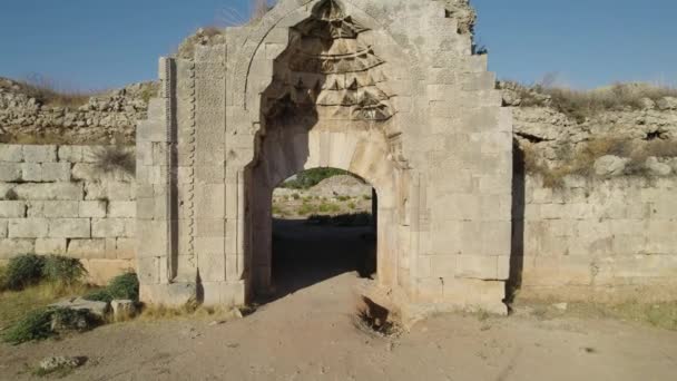 Evdirhan Selcuklu Εποχή Καμήλα Τροχόσπιτα Τόπο Διαμονής Termessos Αντίκες Πόλη — Αρχείο Βίντεο
