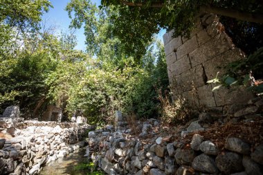 View on the ancient ruins of Lycian town of Olympos, Turkey.