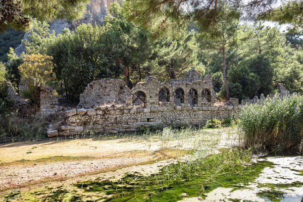 stock image View on the ancient ruins of Lycian town of Olympos, Turkey.