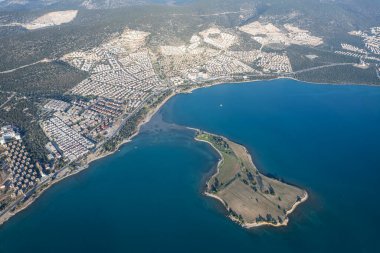 Didim Akbuk Türkiye 'den yazlık hava manzarası. 