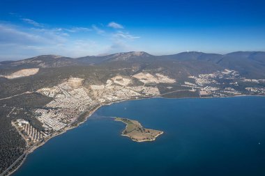Didim Akbuk Türkiye 'den yazlık hava manzarası. 