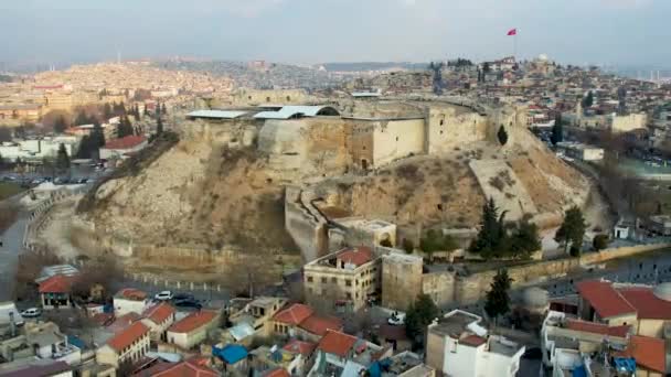 Zamek Gaziantep Został Poważnie Uszkodzony Podczas Trzęsień Ziemi Kahramanmarze Lutego — Wideo stockowe