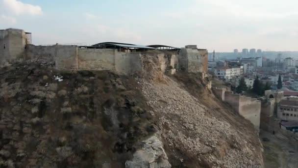 Château Gaziantep Été Lourdement Endommagé Lors Des Tremblements Terre Février — Video