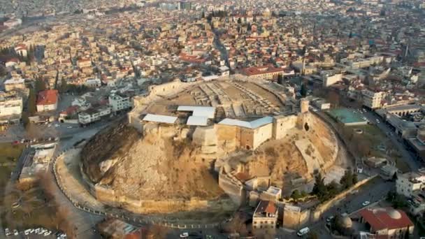 Gaziantep Castle Skadades Svårt Kahramanmara Centrerade Jordbävningar Den Februari Och — Stockvideo