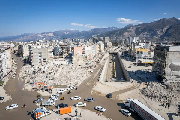 Turkije Aardbeving Kahramanmaras Gaziantep Adana Hatay Adiyaman Februari 2023 Aardbeving Rechtenvrije Stockfoto's