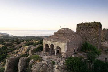 Athena Tapınağı Assos Antik Şehir İnsansız Hava Aracı Fotoğrafı, Behramkale Asos, Çanakkale Türkiye (Trkiye)