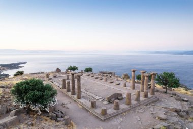 Athena Tapınağı Assos Antik Şehir İnsansız Hava Aracı Fotoğrafı, Behramkale Asos, Çanakkale Türkiye (Trkiye)