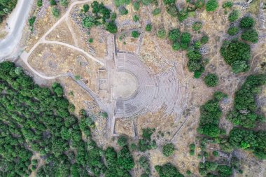 Athena Tapınağı Assos Antik Şehir İnsansız Hava Aracı Fotoğrafı, Behramkale Asos, Çanakkale Türkiye (Trkiye)