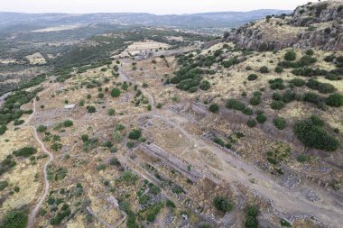 Athena Tapınağı Assos Antik Şehir İnsansız Hava Aracı Fotoğrafı, Behramkale Asos, Çanakkale Türkiye (Trkiye)