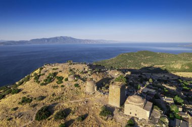 Athena Tapınağı Assos Antik Şehir İnsansız Hava Aracı Fotoğrafı, Behramkale Asos, Çanakkale Türkiye (Trkiye)