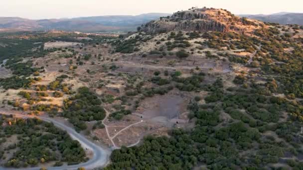 Athena Tempel Assos Antique City Drone Video Behramkale Asos Canakkale — Stockvideo