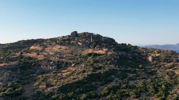 Tempio Athena Nel Video Antico Del Drone Della Città Assos — Video Stock