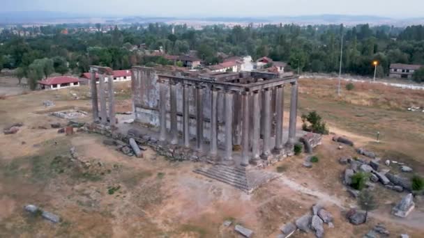 Aizonai Antik Város Romjai Zeusz Templomával Aizanoi Ősi Város Cavdarhisar — Stock videók