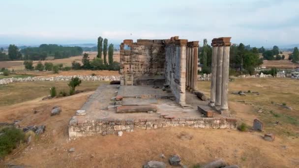 Antyczne Ruiny Miasta Aizonai Świątynią Zeusa Starożytne Miasto Aizanoi Cavdarhisar — Wideo stockowe