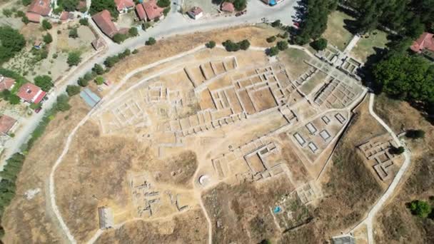 Historische Ruïnes Alacahoyuk Alacahoyuk Locatie Van Een Neolithische Hittitische Nederzetting — Stockvideo