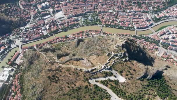 Amasya Turquía Vista Ciudad Amasya Con Castillo Histórico — Vídeo de stock