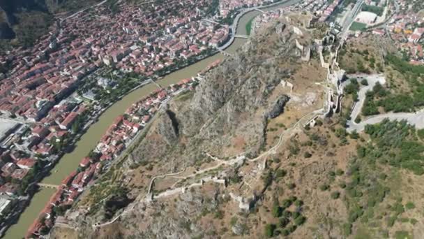 Amasya Turquía Vista Ciudad Amasya Con Castillo Histórico — Vídeos de Stock