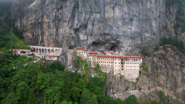 Mosteiro Sumela Smela Manastr Drone Photo Altndere National Park Maka — Vídeo de Stock