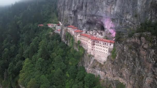 Sumela Monastery Smela Manastr Drone Photo Altndere National Park Maka — Stock videók