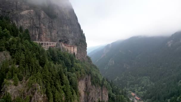 Sumela Monastery Smela Manastr Drone Photo Altndere National Park Maka — Stock videók