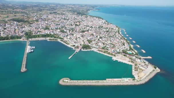 Gerze Karadeniz Büyüleyici Bir Kasabadır Havadan Çekilmiş Gerze Manzarası Gerze — Stok video