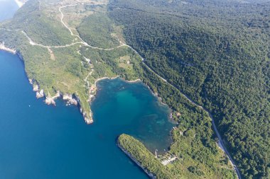 Gideros körfezi manzaralı, Cide, Kastamonu, Türkiye, ayrıca Genoese tarihli Karadeniz 'in en güzel doğal körfezi.