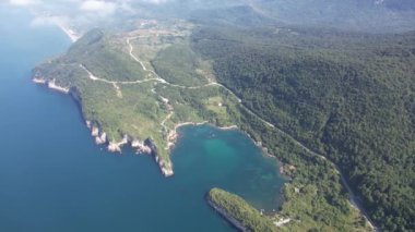 Gideros körfezi manzaralı, Cide, Kastamonu, Türkiye, ayrıca Genoese tarihli Karadeniz 'in en güzel doğal körfezi.