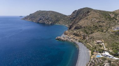 Yunanistan 'ın Chios adasında volkan plajı Mavra Volia