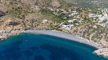 Yunanistan 'ın Chios adasında volkan plajı Mavra Volia