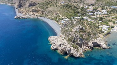 Yunanistan 'ın Chios adasında volkan plajı Mavra Volia