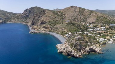 Yunanistan 'ın Chios adasında volkan plajı Mavra Volia