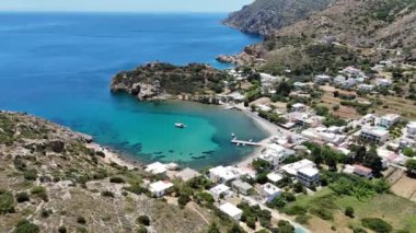 Yunanistan 'ın Chios adasında volkan plajı Mavra Volia