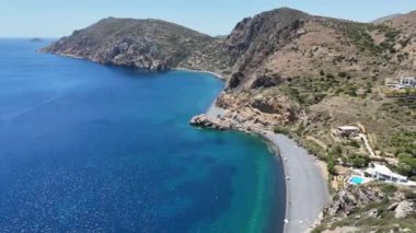 Yunanistan 'ın Chios adasında volkan plajı Mavra Volia