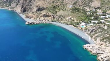 Yunanistan 'ın Chios adasında volkan plajı Mavra Volia