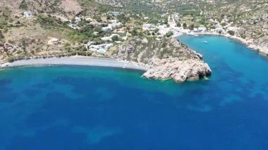 Yunanistan 'ın Chios adasında volkan plajı Mavra Volia