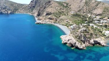 Yunanistan 'ın Chios adasında volkan plajı Mavra Volia