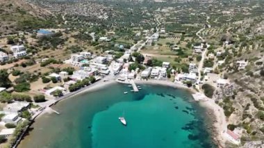 Yunanistan 'ın Chios adasında volkan plajı Mavra Volia