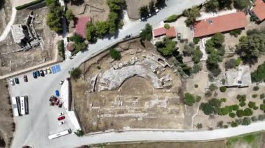 corinth, Yunanistan - Arkeoloji arka plan Tapınağı kalıntıları