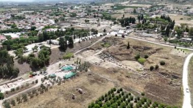 corinth, Yunanistan - Arkeoloji arka plan Tapınağı kalıntıları