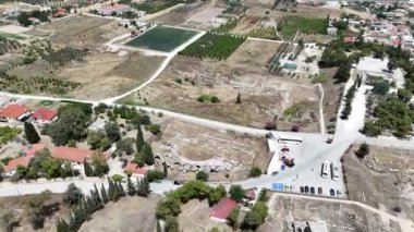 corinth, Yunanistan - Arkeoloji arka plan Tapınağı kalıntıları