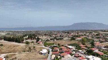 corinth, Yunanistan - Arkeoloji arka plan Tapınağı kalıntıları