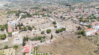 corinth, Yunanistan - Arkeoloji arka plan Tapınağı kalıntıları