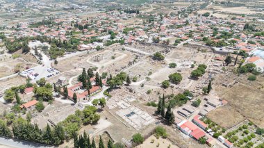 corinth, Yunanistan - Arkeoloji arka plan Tapınağı kalıntıları