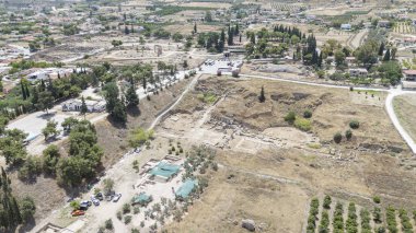 corinth, Yunanistan - Arkeoloji arka plan Tapınağı kalıntıları