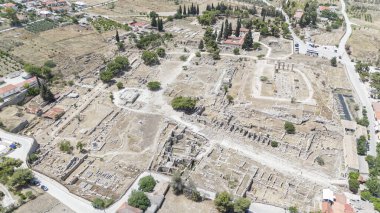 corinth, Yunanistan - Arkeoloji arka plan Tapınağı kalıntıları