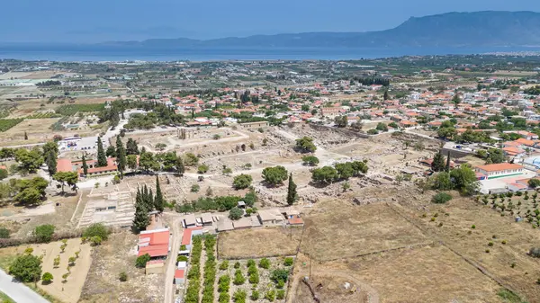 stock image Ruins of temple in Corinth, Greece - archaeology background