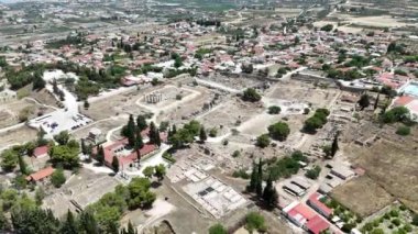 corinth, Yunanistan - Arkeoloji arka plan Tapınağı kalıntıları