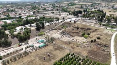 corinth, Yunanistan - Arkeoloji arka plan Tapınağı kalıntıları